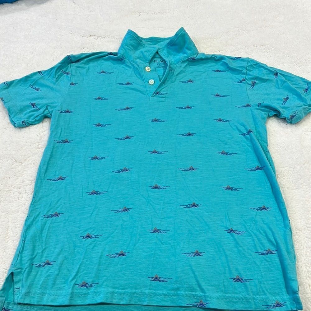 Children’s place polo shirt with sharks size 10–12